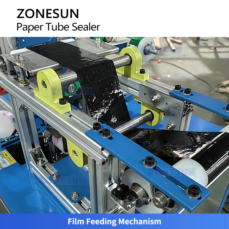 ZONESUN ZS-ZGJB20 Automatic Paper Tube Top Film and Tape Sealing Machine for Packaging Lines
