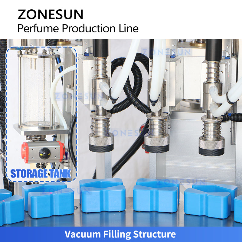 Pro Fragrance Tech: ZONESUN ZS-AFC42P Automatic Perfume Vacuum Filling & Pump Capping Monoblock Line