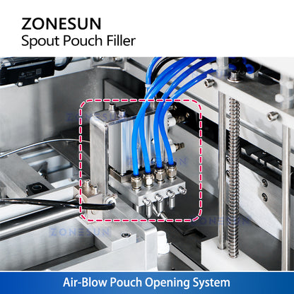 High-Speed Packaging: ZONESUN ZS-ASPM4 Automatic 4-Head Spout Pouch Liquid Filling & Capping Machine