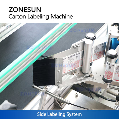 ZONESUN ZS-TB300T Automatic Self-Adhesive Carton Side Corner Labeling Machine