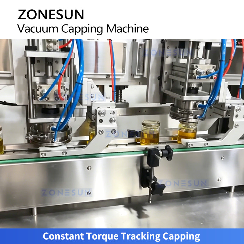 High Speed: ZONESUN ZS-AFK180 Dual-Head Tracking Vacuum Capping Machine for Glass Jars & Sauces