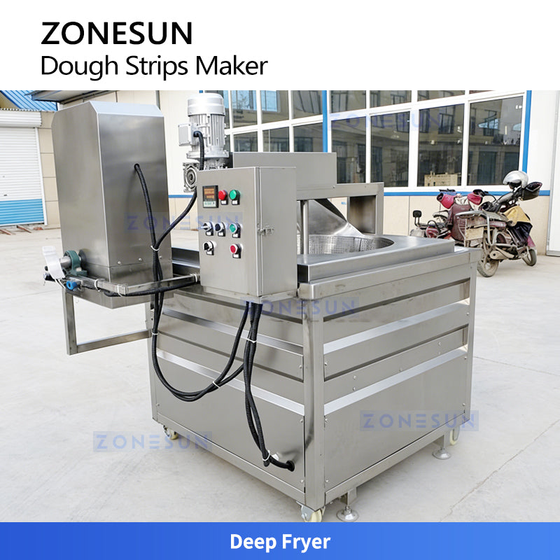 ZONESUN ZS-DSPL1 Fully Automatic Chin Chin & Dough Strip Production Line Mixing, Frying & Seasoning