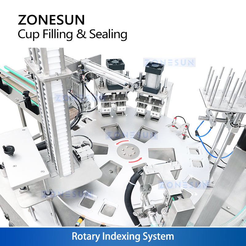 ZONESUN ZS-AFS07R Automatic Servo Gear Pump Rotary Cup Filling and Sealing Machine