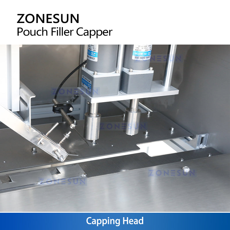 ZONESUN ZS-ASP2 is a fully automatic filling and capping machine for spout pouch packaging