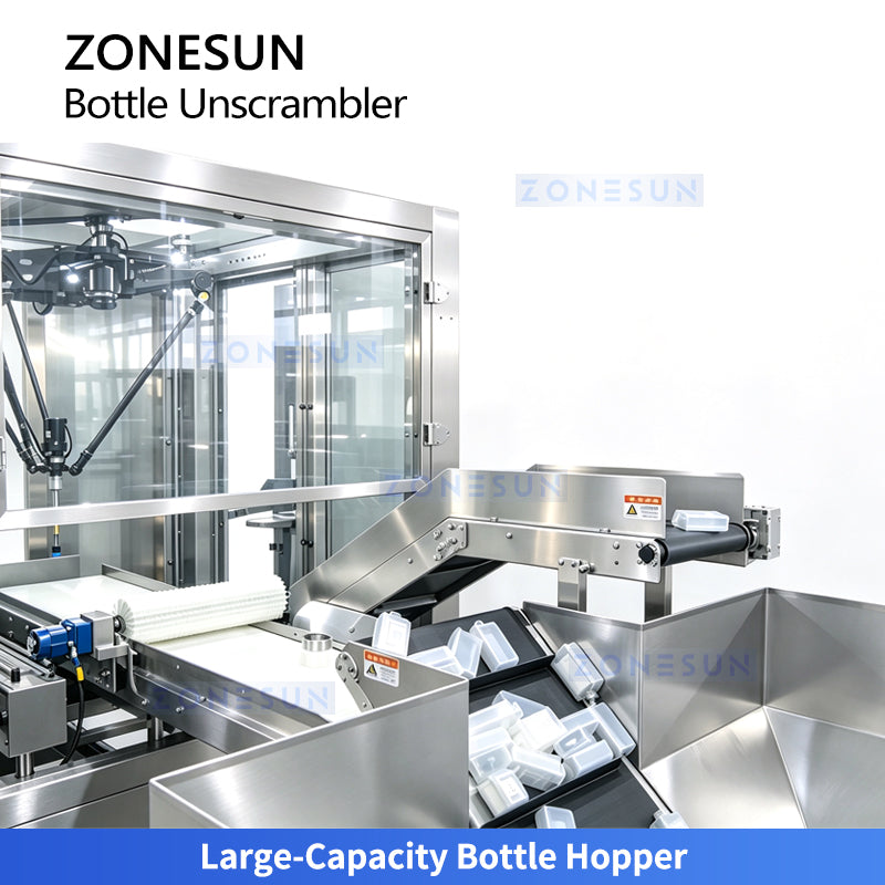 ZONESUN ZS-LP350 Automatic Robotic Bottle Unscrambler with Vision System for Irregular Bottles