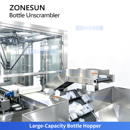 ZONESUN ZS-LP350 Automatic Robotic Bottle Unscrambler with Vision System for Irregular Bottles