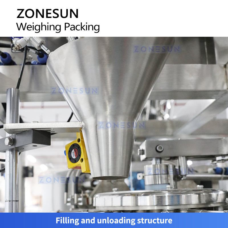 ZONESUN ZS-AFS200 Automatic Rotary Premade Pouch Packing Machine for Granules with Zipper Opening Punching and Double Sealing System