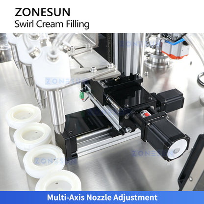 ZONESUN ZS-RSV4L Semi-Automatic 4-Color Swirl Cream Servo Piston Filling Machine