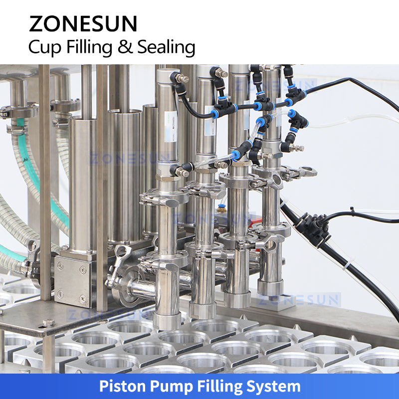Mass Production: ZONESUN ZS-AFS01P Automatic 4-Head Yogurt & Pudding Cup Filling Sealing Machine