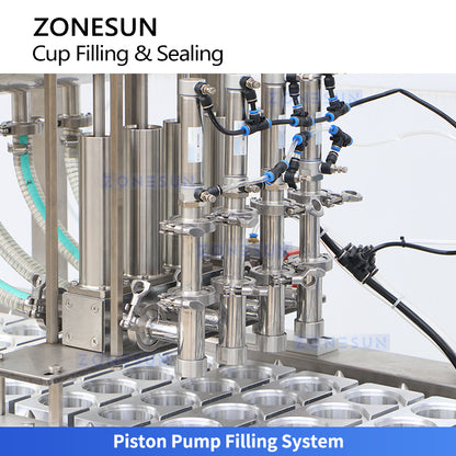 Mass Production: ZONESUN ZS-AFS01P Automatic 4-Head Yogurt & Pudding Cup Filling Sealing Machine