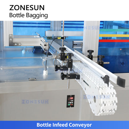 ZONESUN ZS-SPL20 Automatic Plastic Bottle Bagging Machine for Beverage, Detergent and Spray Bottles