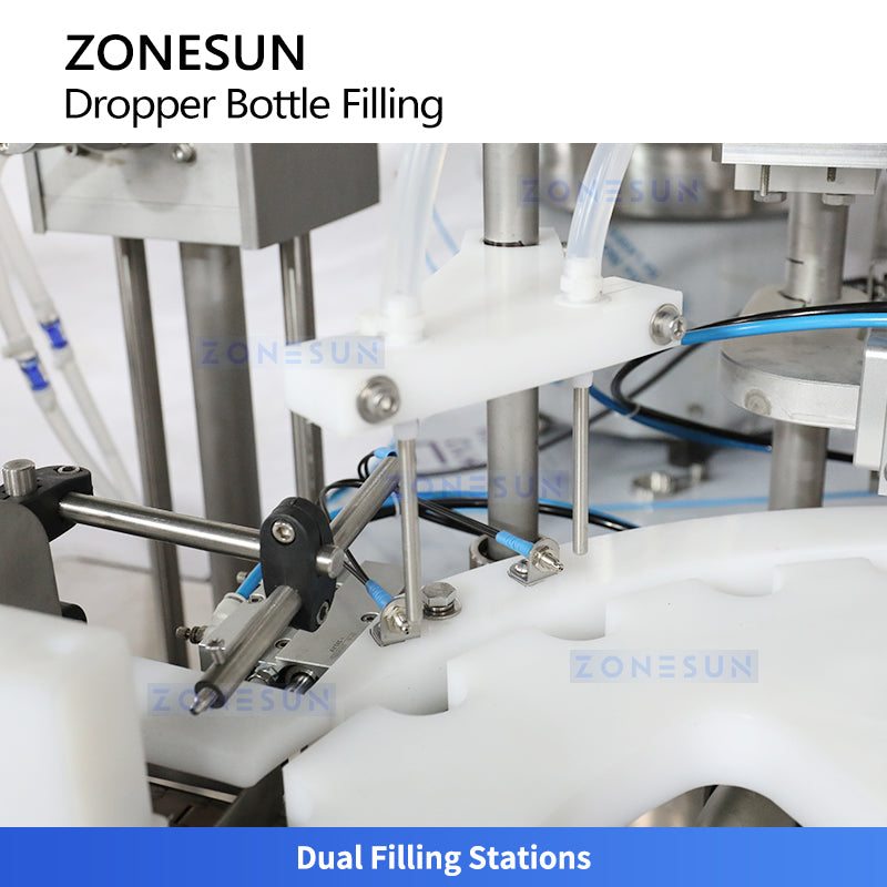 ZONESUN ZS-AFC27YT: Dual-Station Automatic Liquid Filling, Dropper Placing, Capping Machine
