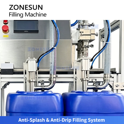 High Precision 1-20L Filling: ZONESUN ZS-TSM07 Servo Liquid Filler for Oil, Detergent & Chemicals