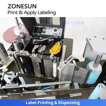 Variable Data: ZONESUN ZS-TB164PO Real-Time Print & Apply Labeling Machine for Round Bottles
