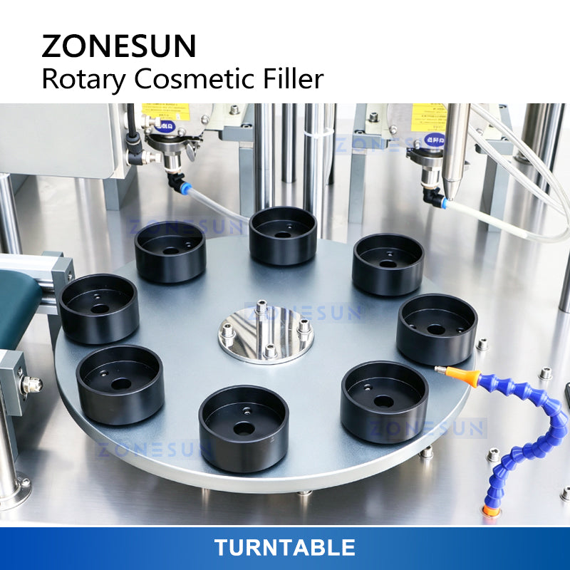 ZONESUN ZS-RSV4 Automatic Rotary 4-Color Cream Filling Machine for Cosmetic Jars and Food Pastes with 5–100ml Capacity