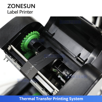 ZONESUN ZS-RPR01 Thermal Transfer Barcode QR Code Label Printer with Automatic Rewinder