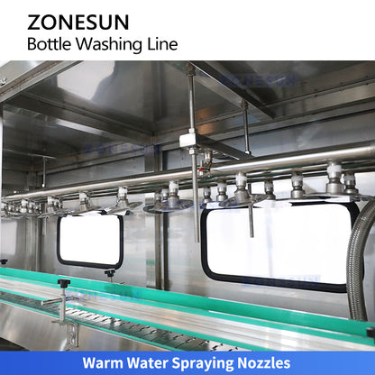 Pristine Surfaces: ZONESUN ZS-WBL3000 Automatic Bottle Washing & Air-Knife Drying Production Line