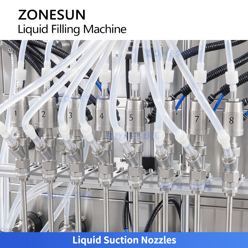 ZONESUN ZS-YTMP80D 8-Head Magnetic Pump Liquid Filling Machine with Suck-Back Nozzles