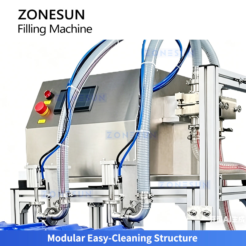 High Precision 1-20L Filling: ZONESUN ZS-TSM07 Servo Liquid Filler for Oil, Detergent & Chemicals