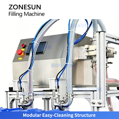 High Precision 1-20L Filling: ZONESUN ZS-TSM07 Servo Liquid Filler for Oil, Detergent & Chemicals