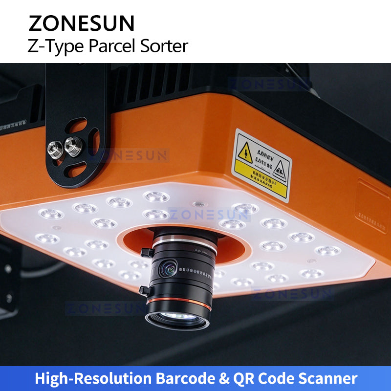 Automatic Z-Belt Parcel Sorting Conveyor with Barcode Scanning and Dynamic Weighing