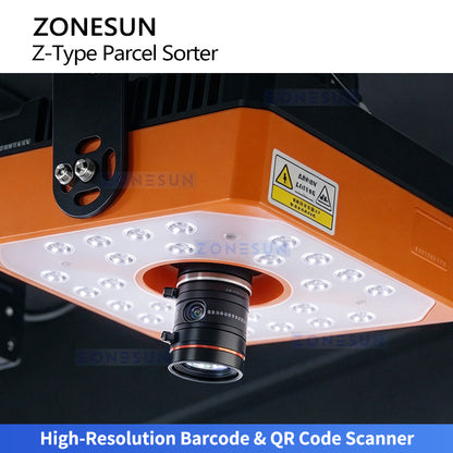 Automatic Z-Belt Parcel Sorting Conveyor with Barcode Scanning and Dynamic Weighing