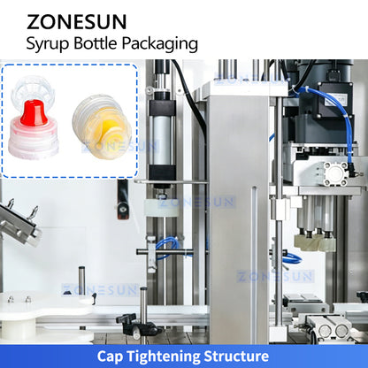 ZONESUN ZS-FAL180V10 Automatic Liquid Syrup Bottle Filling & Dual Capping Machine Line