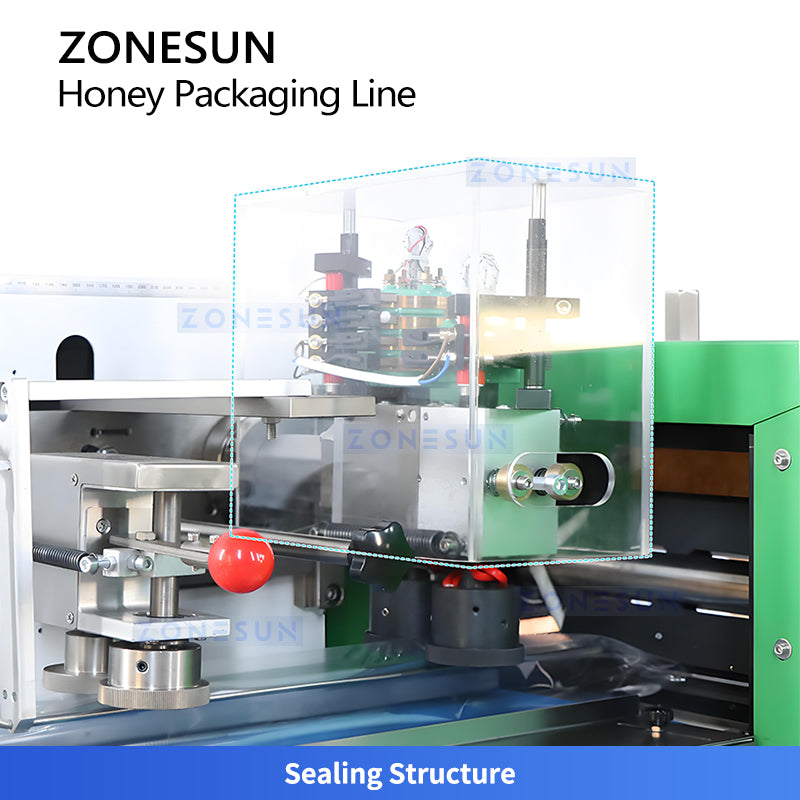 ZONESUN ZS-AFCL10: Full Automatic Servo Honey Spoon Filling, Sealing & Cutting Production Line