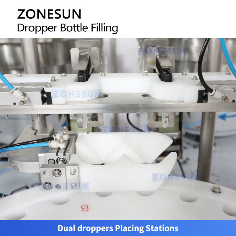 ZONESUN ZS-AFC27YT: Dual-Station Automatic Liquid Filling, Dropper Placing, Capping Machine