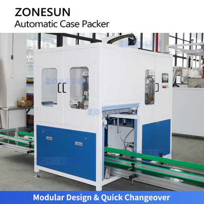 High Efficiency: ZONESUN ZS-CSPM6 Automatic Servo Bottle Case Packer Machine for Packaging Lines