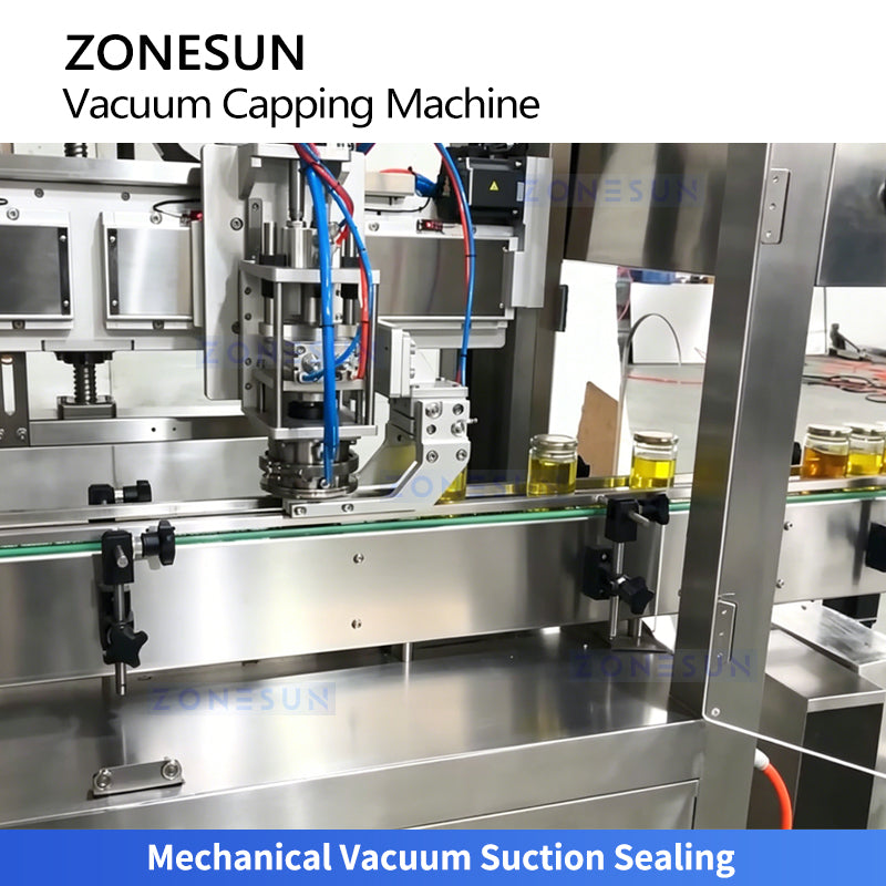 High Speed: ZONESUN ZS-AFK180 Dual-Head Tracking Vacuum Capping Machine for Glass Jars & Sauces