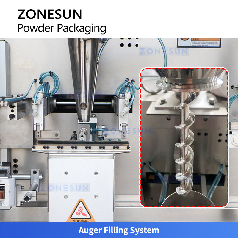 ZONESUN ZS-AFS09 Automatic Powder Filling and Sealing Machine for Premade Pouches with Vacuum Dust Collector for Clean Packaging