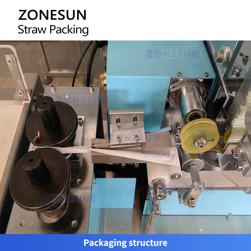 ZONESUN ZS-SPZ51 Automatic Straw Packing Machine for Plastic Paper and PLA Straws with Sealing Cutting and Counting for Foodservice Use