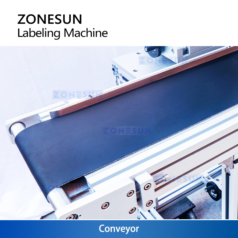 ZONESUN ZS-TB716Z Flat Labeling Machine for Top and Bottom Labeling with Adjustable Heads and Conveyor System for Food Cosmetics Electronics