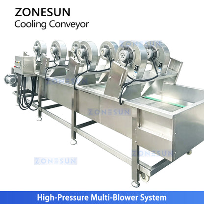 Rapid Cool: ZONESUN ZS-CT5 Industrial Air-Cooling Mesh Belt Conveyor for Roasted Nuts & Fried Foods