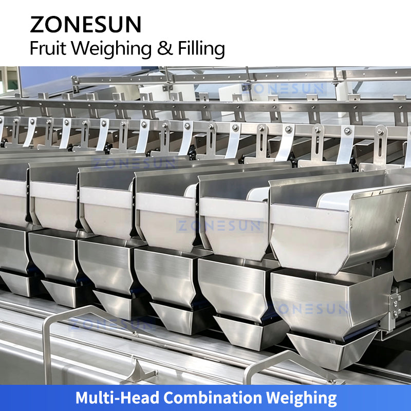 ZONESUN ZS-GWF15 Automatic Multi Lane Blueberry Cherry Tomato Fruit Weighing Filling Packing Sealing Machine