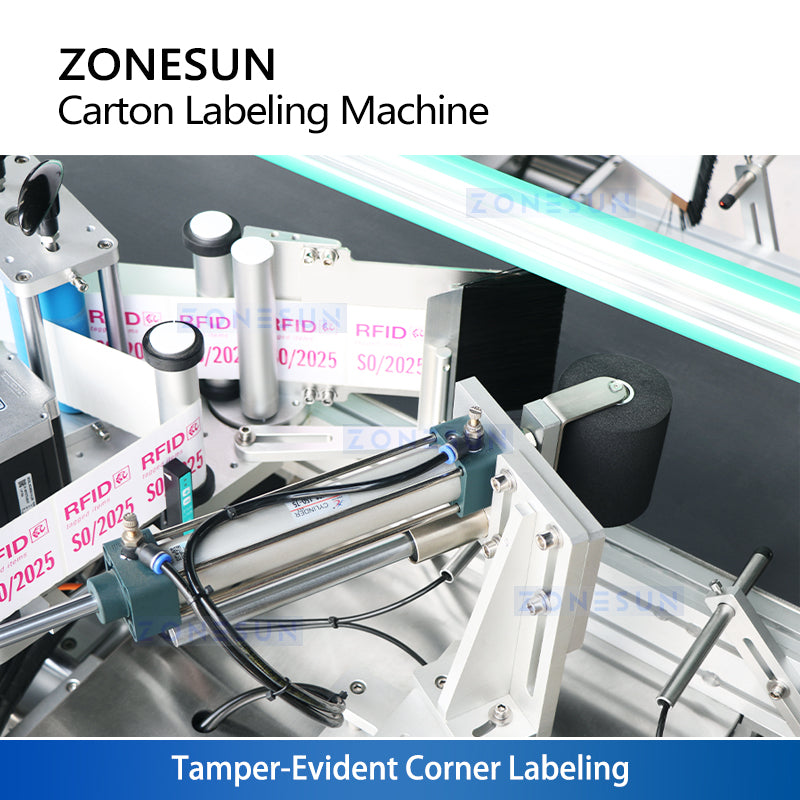 ZONESUN ZS-TB300T Automatic Self-Adhesive Carton Side Corner Labeling Machine