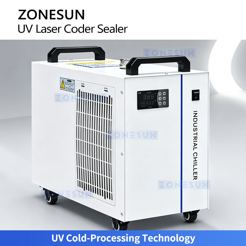 ZONESUN ZS-FR100LC Continuous Band Sealer with UV Laser Coding for Bag Packaging