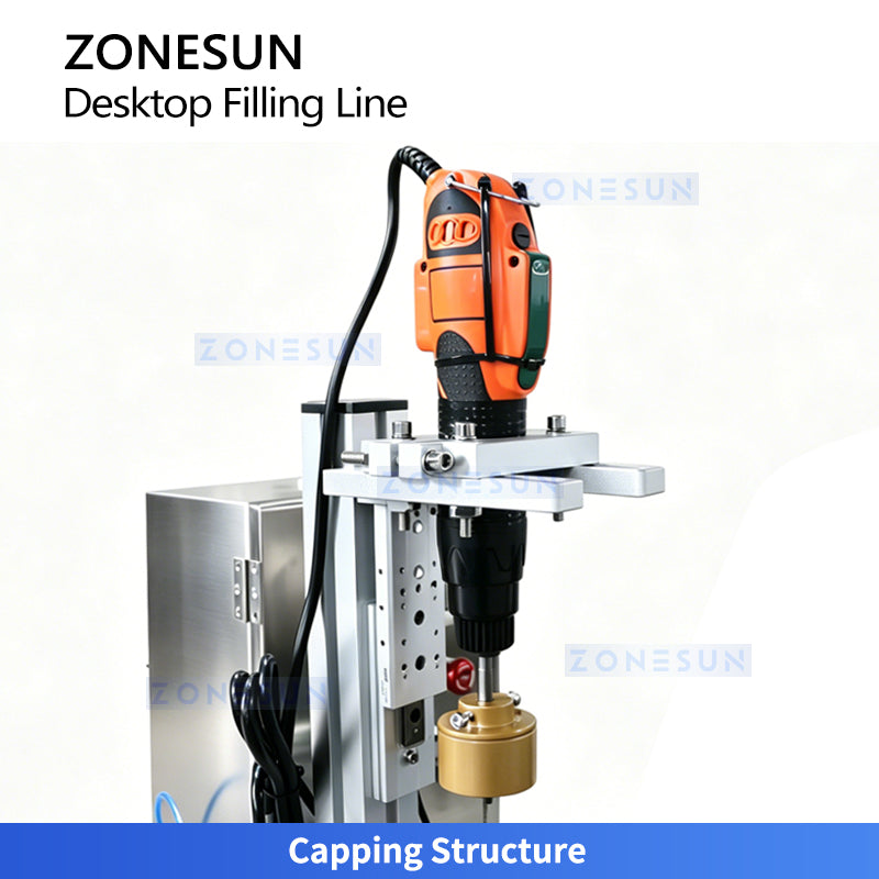 Efficient & Compact: ZONESUN ZS-FAL180DT Desktop Dual-Head Filling Capping Line for Juice &Cosmetics