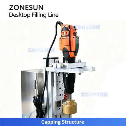 Efficient & Compact: ZONESUN ZS-FAL180DT Desktop Dual-Head Filling Capping Line for Juice &Cosmetics