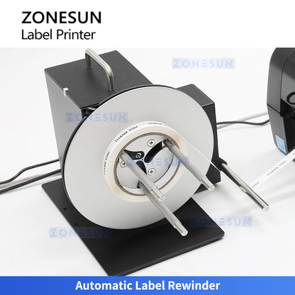 ZONESUN ZS-RPR01 Thermal Transfer Barcode QR Code Label Printer with Automatic Rewinder