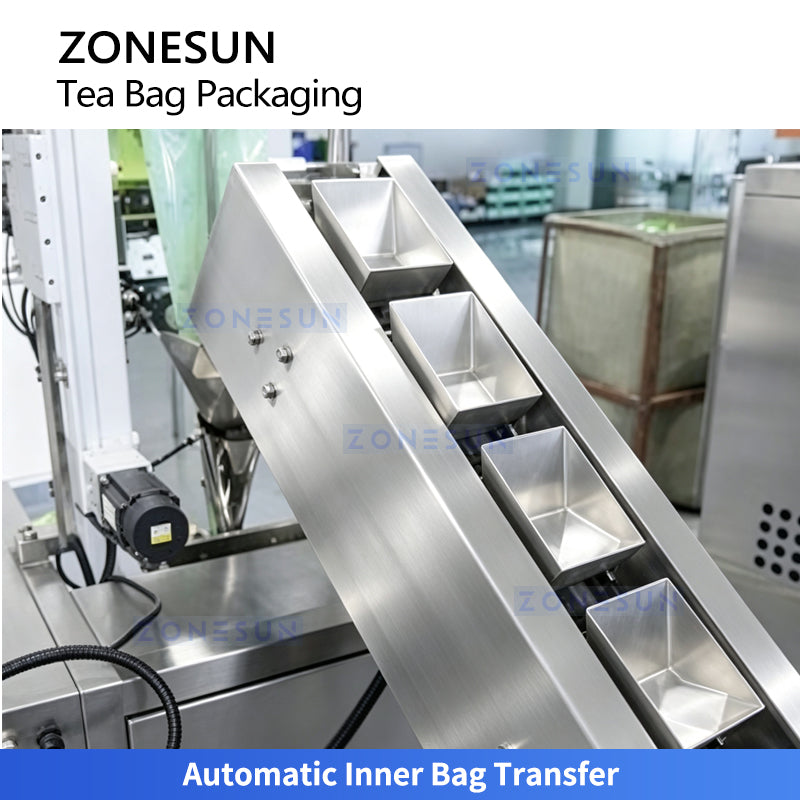ZONESUN ZS-FS80 Automatic Pyramid Tea Bag Inner; Outer Packaging Machine for Loose Leaf Tea, Herbal Tea