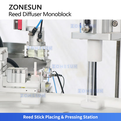 Fragrance Automation: ZONESUN ZS-AFC33B4 Reed Diffuser Filling & Stick Insertion Capping Machine