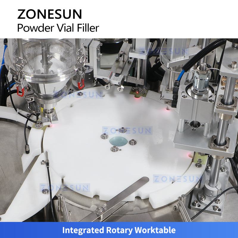 ZONESUN ZS-AFC20F Tabletop Powder Filling & Capping Machine for Vials, Cosmetics, Pharma, Chemicals