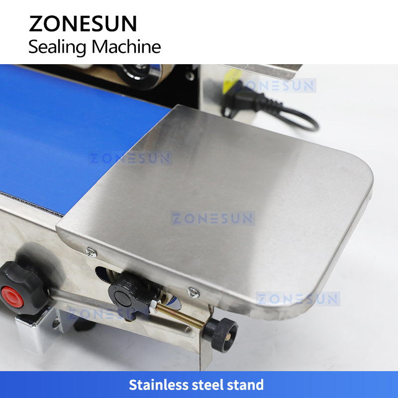 ZONESUN ZS-FR770 ML Continuous Film Sealing Machine with Printing, Adjustable Speed,and Temp Control