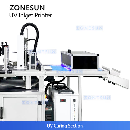 ZONESUN ZS-SUV1 Automatic Industrial UV Inkjet Printer with Paging Machine for Flat Pouches and Paper Boxes