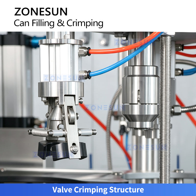 ZONESUN ZS-QW1600D Automatic Aerosol Can Filling Crimping Machine with Valve Feeder