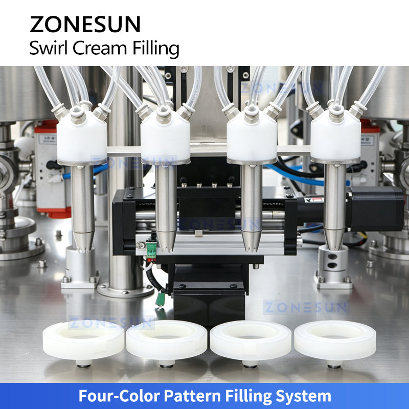 ZONESUN ZS-RSV4L Semi-Automatic 4-Color Swirl Cream Servo Piston Filling Machine