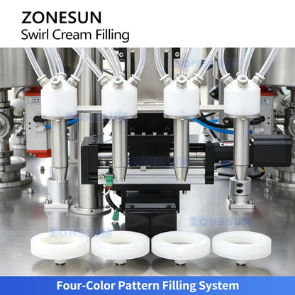 ZONESUN ZS-RSV4L Semi-Automatic 4-Color Swirl Cream Servo Piston Filling Machine