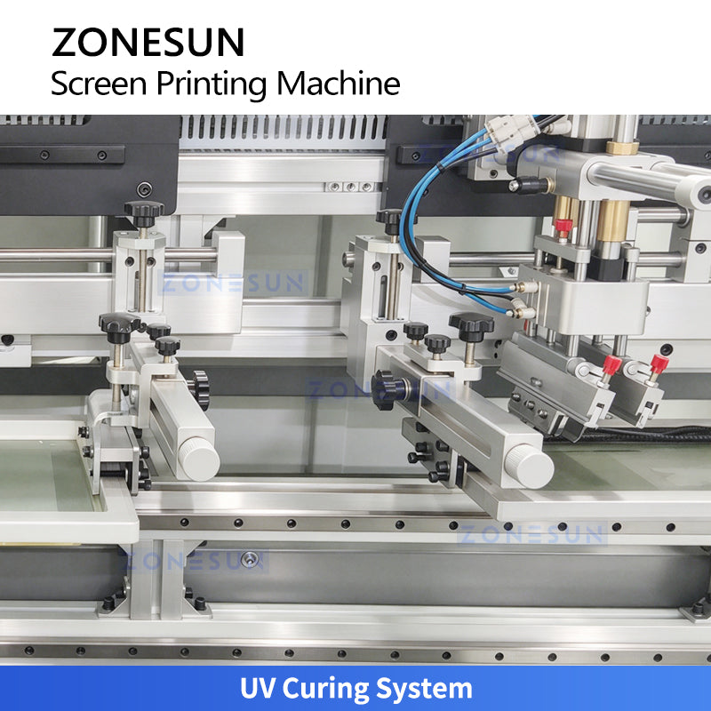 ZONESUN ZS-SWP5 Automatic Dual-Color Screen Printing Machine for Bottles with Flame Treatment and UV Curing